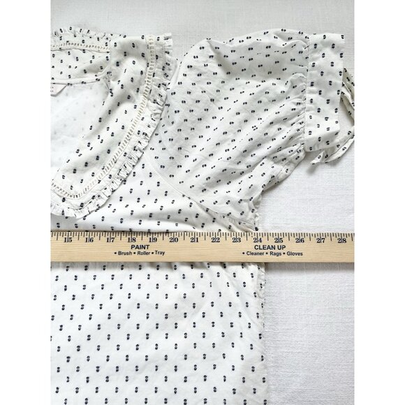 LC Lauren Conrad Women’s V-Neck Ruffled Collar Ivory Blouse Granny Core XL - Picture 8 of 9